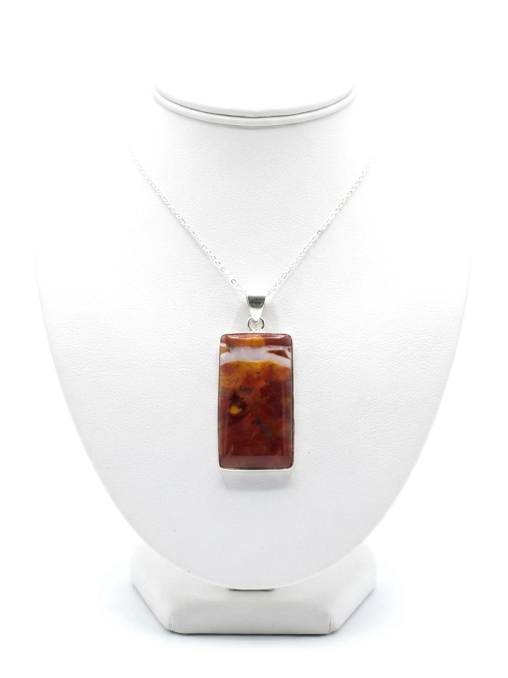 New Artisan Handmade Natural Mookaite 925 Sterling Silver Rectangular Necklace